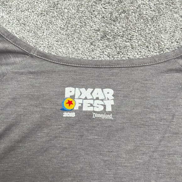 Dineyland Pixar Fest 2018 Graphic T-Shirt Womens Large Gray Short Sleeve Tee - Picture 4 of 9